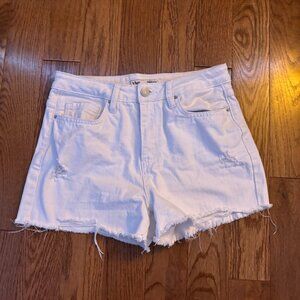 White YMI Ripped Jean Shorts